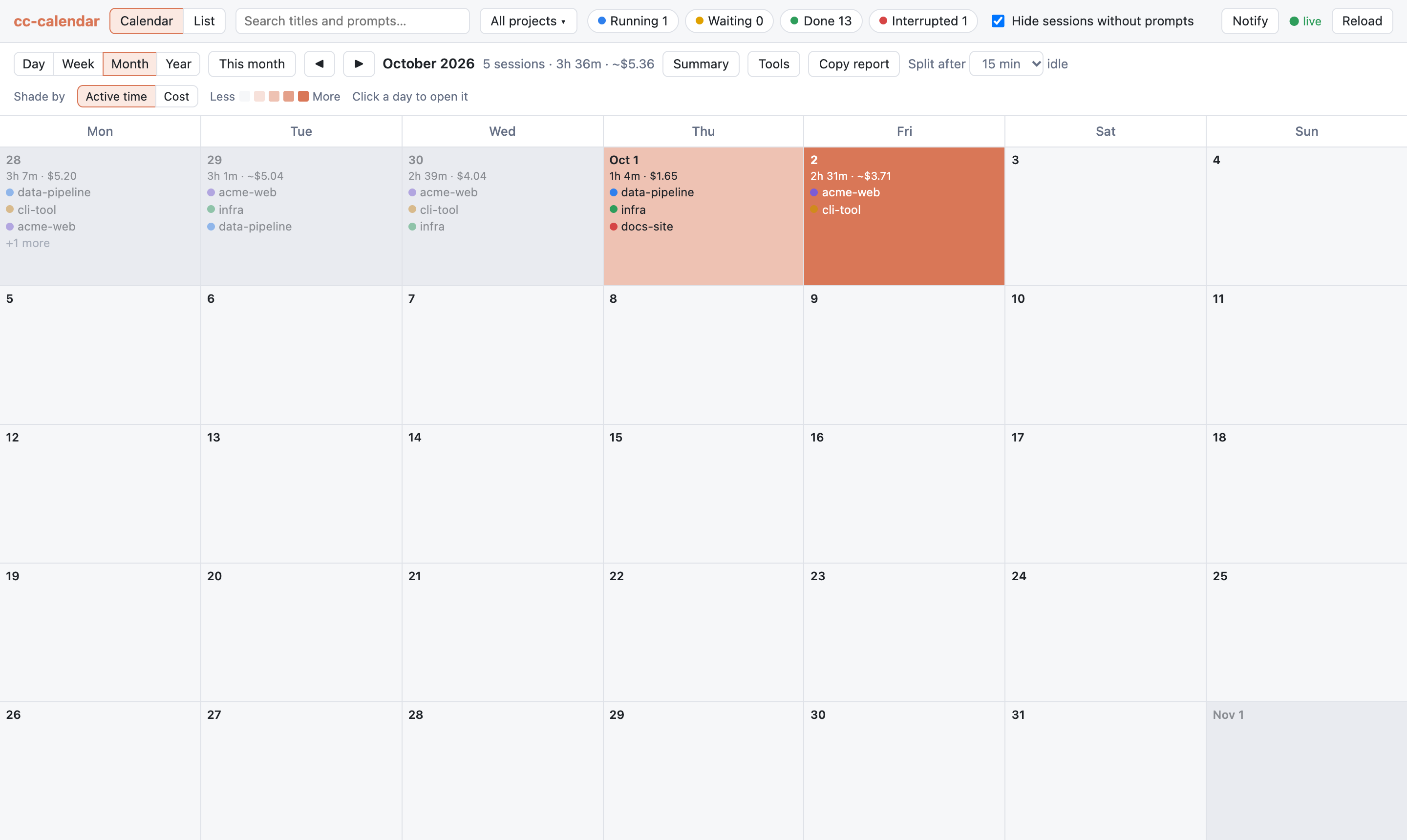 Month view